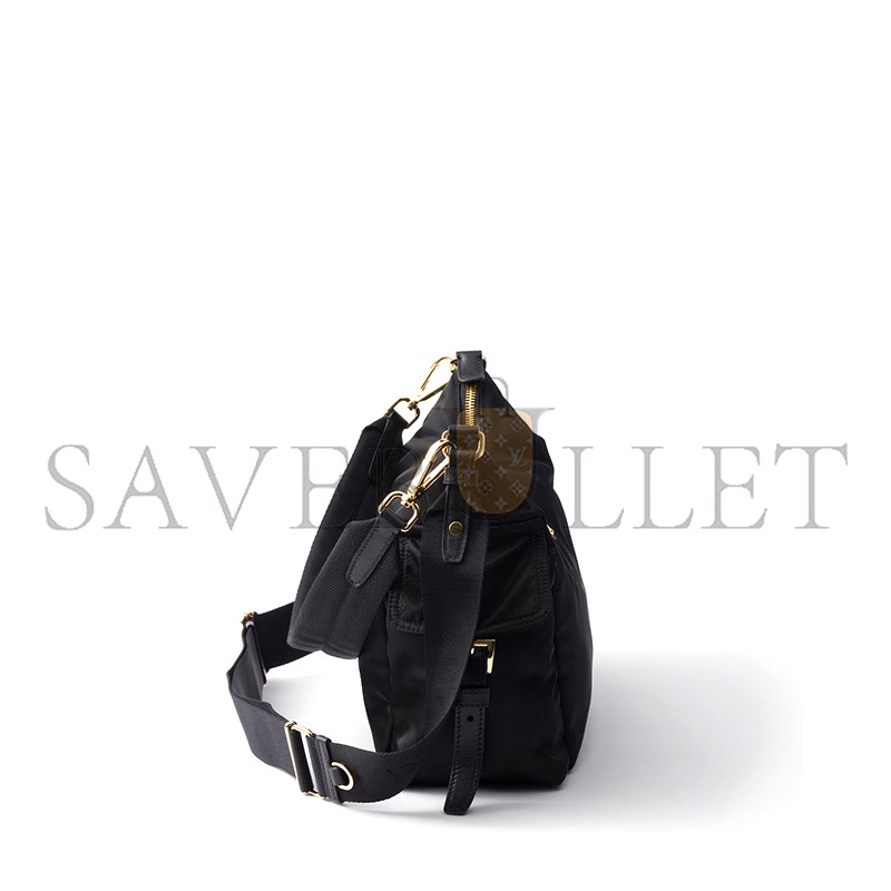 Pra*a explore large re-nylon and leather bag 1bc264 (32*22*11.5cm)